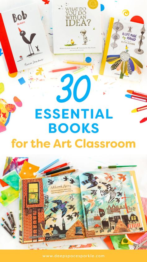 30 Art Books you need in your art room free downloadable PDF Read Across America Week, Art Books For Kids, Writing Childrens Books, Class Art Projects, Creative Art Projects, Deep Space Sparkle, Elementary School Art, Organized Teachers, S Picture