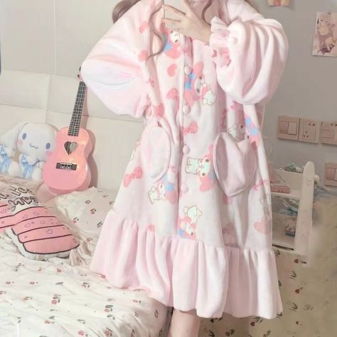 Pajamas Dress, Nightgown Sets, Style Kawaii, Winter Pajamas, Pajamas Comfy, Pajama Dress, Kawaii Clothes, My Melody, Getting Cozy