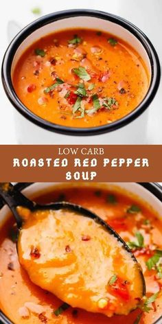 Recipes Stuffed Peppers, Roasted Pepper Soup, Red Pepper Recipes, Low Carb Soup Recipes, Roasted Red Pepper Soup, Red Pepper Soup, Vegetarian Soup Recipes, Homemade Soup Recipe, Pepper Soup