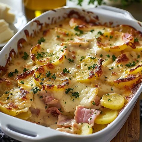 Easy Scalloped Potatoes and Ham Recipe Best Scalloped Potatoes And Ham Recipe, Healthy Scalloped Potatoes And Ham, Scallop Potatoes And Ham Recipes, Ham And Scalloped Potatoes Baked, Boiled Dinner With Ham, Ham And Scalloped Potatoes Crockpot, Scalloped Potatoes And Ham Oven, Ham And Potatoes Casserole, Scallop Potatoes And Ham