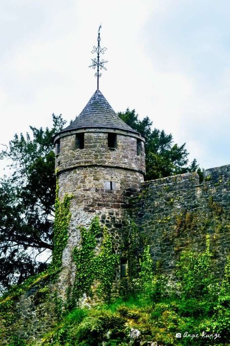 tower at Cahir Castle Ireland, https://www.werenotinkansasanymore.com/cahir-castle-ireland/ Cahir Castle, Swiss Cottage, Castle Ireland, Ireland Itinerary, Castles In Ireland, Types Of Architecture, Castle Tower, Castle Garden, Forest Path