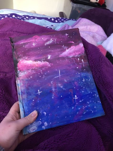 Things To Paint On A Book Cover, Things To Paint On A Notebook Cover, Note Book Cover Painting Ideas, Painting On A Book Cover, Sketch Book Cover Painting Ideas, Scketh Book Cover Ideas, Journal Cover Painting Ideas, Sketchbook Front Cover Ideas Aesthetic, Painting On Book Covers