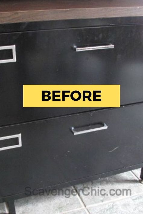 Filing Cabinet Makeover Contact Paper, Upcycle Filing Cabinet, Lateral File Cabinet Makeover, Metal File Cabinet Makeover Ideas, Metal Filing Cabinet Makeover, Metal Cabinet Makeover, Diy Cabinet Makeover, Buying A Manufactured Home, Office Filing Cabinet