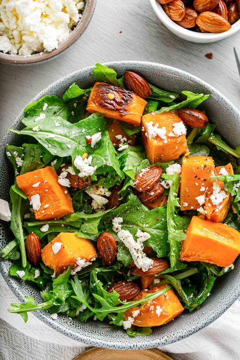 Pumpkin And Feta Salad, Roasted Pumpkin Salad, Orange Vinaigrette Dressing, Pumpkin And Feta, Roast Pumpkin Salad, Vinaigrette Dressing Recipe, Orange Vinaigrette, Autumn Side Dishes, Produce Recipes