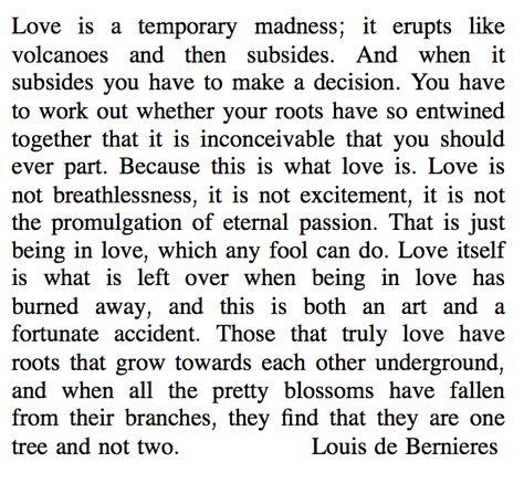 Beautiful, wise words, no?  ...from Captain Corelli's Mandolin Wedding Ceremony Readings, Captain Corellis Mandolin, Wedding Readings, Wedding Quotes, Mandolin, What Is Love, This Moment, The Words, Beautiful Words