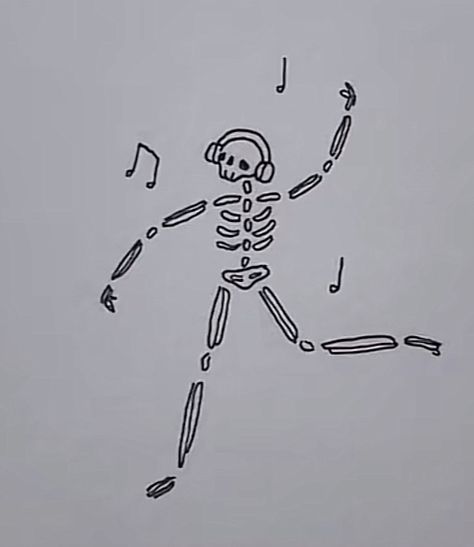 Cute Skeleton Doodle, Bumping Into Someone Drawing, Grateful Dead Tattoo, Music Lover Tattoo, Calendar Doodles, Lover Tattoo, Art Inspired Tattoos, Learn To Tattoo, Beginner Tattoos