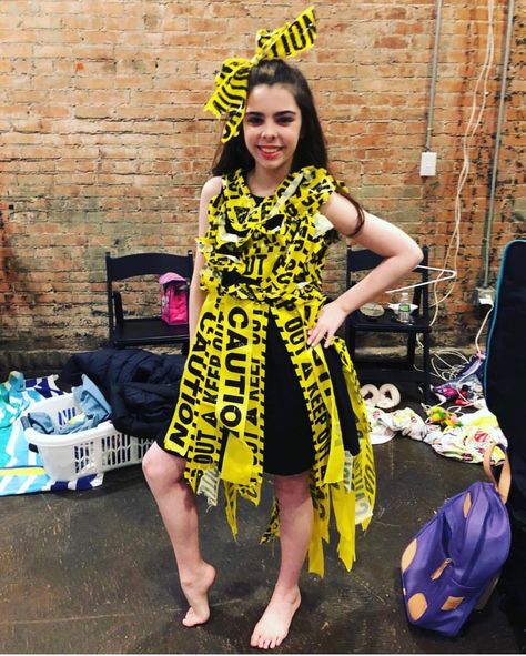 caution tape Halloween costume dress Life Alert Necklace Costume, Tape Outfit, Recycle Fashion, Caution Tape, Boy Halloween, Boy Halloween Costumes, Electrical Tape, Dress Halloween Costume, Recycled Fashion