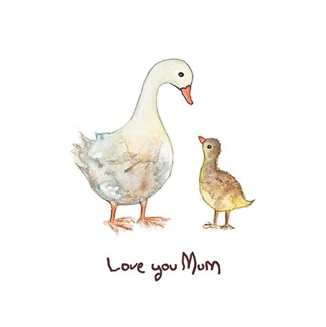 Mother's Day card. Printed on 300 gr card. 125mm square supplied with good quality brown envelope. Blank inside for your own message. Printed from an original watercolour by Sue Gaw. Mother Day Watercolor, Drawing For Mom Ideas, Mom Birthday Gift Painting, Mum Day Cards, Birthday Drawing For Mom, Inside Mothers Day Card, Paintings For Mothers Day, Watercolor Mother’s Day Card Ideas, Mother’s Day Watercolor