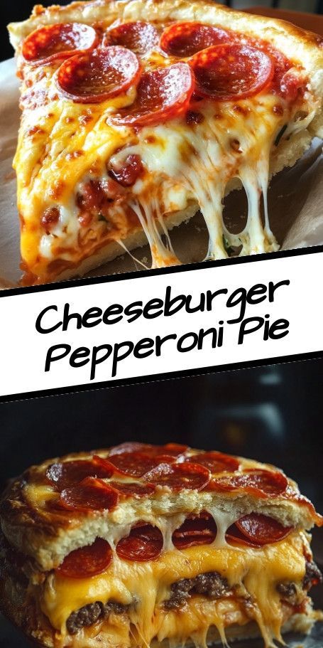 Deep Hamburger Sausage & Pepperoni Pie Recipe - Hearty & Delicious Comfort Food Indulge in this mouthwatering deep-dish pie that marries the best of cheeseburger and pepperoni pizza flavors. Perfect for family dinners or gatherings, this easy-to-make delight boasts a flaky crust, savory filling, and gooey cheese. Get ready to impress your crowd with every flavorful bite! ..... Hamburger Sausage Pepperoni Pie, Deep Dish Hamburger Sausage Pepperoni Pizza, Deep Dish Hamburger Sausage And Pepperoni Pie, Deep Dish Pepperoni Pizza, Beef Pizza Pie, What To Make With Hamburger Patties, Double Decker Pizza, Deep Dish Pizza Pie, Pizza Pie Deep Dish