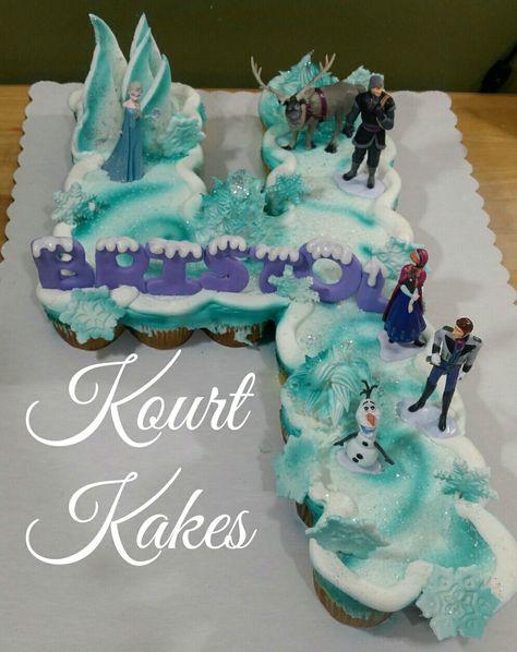 "Frozen" Number 4 Cupcake Pull Apart Cake Number 4 Elsa Cake, Frozen Themed Cupcake Cake, Elsa Cupcake Cake Pull Apart, Frozen Birthday Cupcake Cake, Elsa Pull Apart Cupcakes, Frozen Cupcake Cake Pull Apart, Frozen Pull Apart Cupcakes, Elsa Cupcake Cake, Frozen Number 4