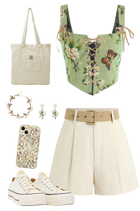 Step into the beauty of nature with these enchanting summer outfits featuring earthy beige and khaki green hues! 🌿 #NatureInspired #SummerFashion #FloralAccents #ShortsOutfit #BeigeAndKhaki #ChicShorts #BotanicalVibes #FashionInspo #SummerOOTD #ExploreNature #FlowerPower Green Shorts Outfit, Embrace Nature, Ootd Summer, Green Shorts, Khaki Green, Short Outfits, Flower Power, Nature Inspiration, Summer Outfits