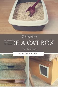 Looking for litter box storage ideas for your camper, motorhome, travel trailer, or small apartment? With some ingenuity, a cat's litter pan can be hidden in just about any empty space in an RV. Box Storage Ideas, Litter Box Storage, Rv Cat, Rv Storage Organization, Litter Box Ideas, Rv Pet, Rv Storage Solutions, Rv Inspiration, Rv Camping Checklist