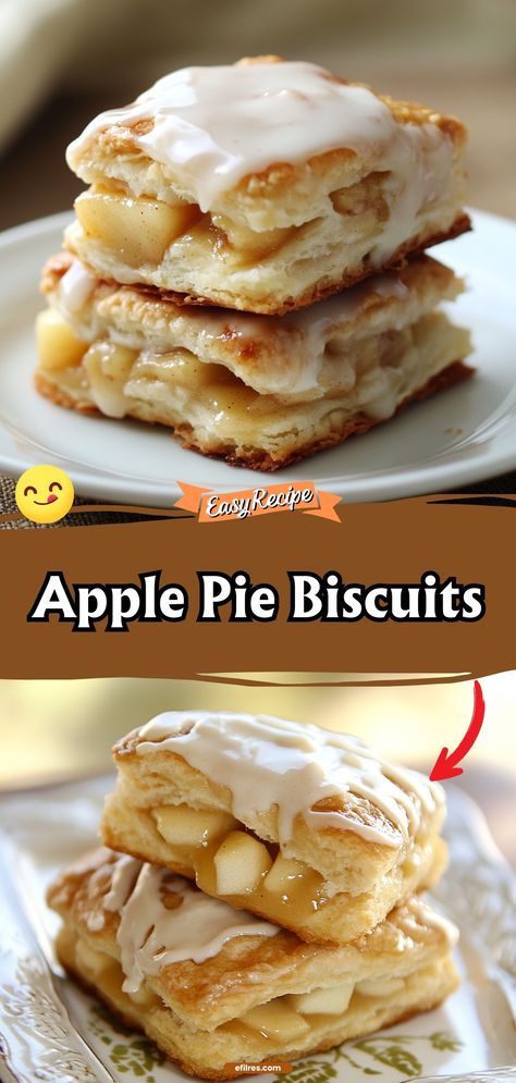 Bite into the sweet nostalgia of apple pie with these easy-to-make biscuits, filled with spiced apple slices and draped in a sweet glaze. #ApplePieBiscuits #FallFlavors #BiscuitBaking Apple And Biscuit Recipes, Biscuit And Apple Pie Filling, Apple Cinnamon Biscuits, Apple Pie Biscuits Desserts, Biscuit Apple Pie Desserts, Fried Apple Pies Using Canned Biscuits, Apple Pie Biscuits Recipe, Apple Pie Biscuits, Fresh Apple Recipes