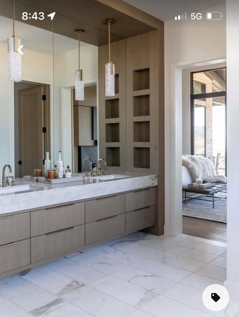 Bathroom Large Vanity, Dual Vanity Bathroom Ideas, Luxury Bathroom Ideas Master Suite, Custom Vanity Bathroom, Shop Apartment, New Home Exterior, Brooklyn Home, Residence Interior, Stone Projects