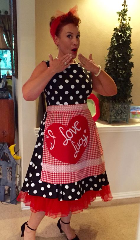 I love Lucy Halloween costume I Love Lucy Trunk Or Treat, I Love Lucy Halloween Costume, I Love Lucy Costumes Diy, Lucy And Ricky Costume, I Love Lucy Costumes, I Love Lucy Party, Lucille Ball Costume, I Love Lucy Costume, I Love Lucy Pajamas