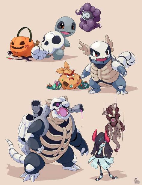 Fan Pokemon Designs, Squirtle Halloween, Fan Made Pokemon, Halloween Pokemon, Pokemon Design, 151 Pokemon, Lucario Pokemon, Pokemon Halloween, Pokemon Fusion Art