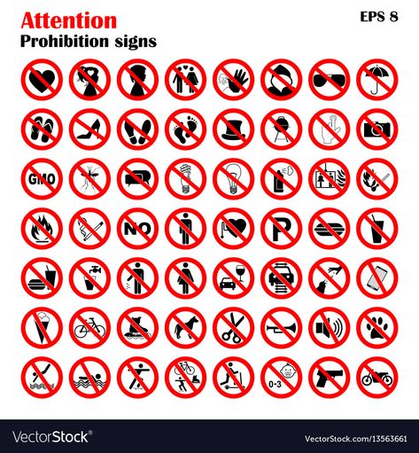 Prohibition Signs, Signs Design, Sign Logo, Icon Collection, Sign Design, Png Images, Adobe Illustrator, Vector Free, Vector Images