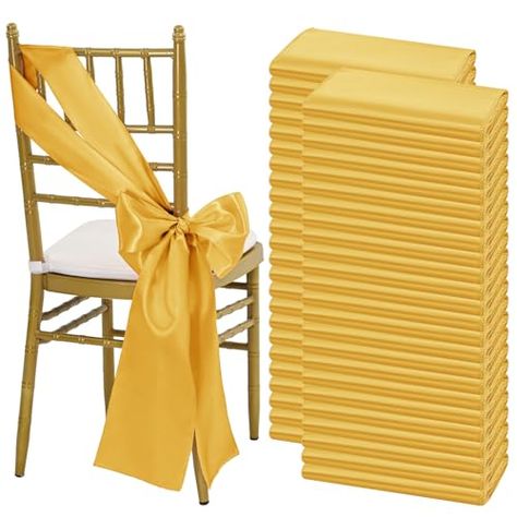 Bow Chair, Birthday Banquet, Party Hotel, Chair Sash, Gold Chair, Chair Sashes, Banquet Party, Dining Chair Slipcovers, Kitchen Gift