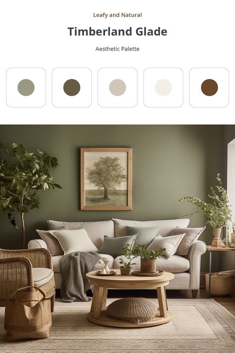 Olive Green House Interior, Sage Green And Brown Living Room, Sage Green And Beige Living Room, Sage Green And Cream Living Room, Earthy Color Palette Living Room, Brown And Green Living Room, Olive Living Rooms, Sage Living Room, Sage Green Living Room