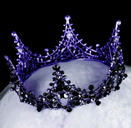 Purple Crown Aesthetic, Black And Purple Crown, Purple Crowns, Ivy Wedding, Cosplay Crown, Black Tiara, Male Crown, Crown Aesthetic, Purple Gothic