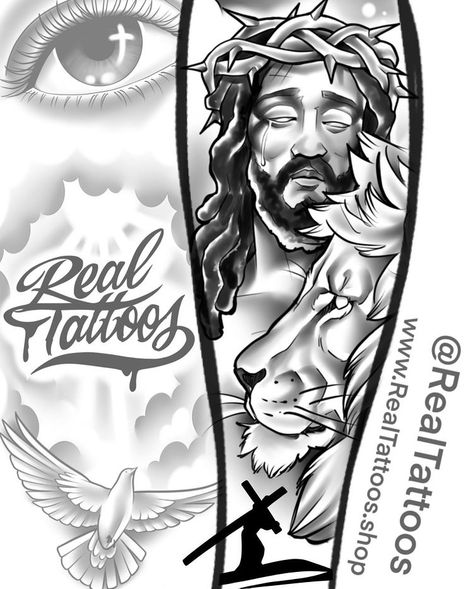 Real Tattoo Stencil, Black Jesus Tattoo, Jesus Tattoo Design, Arm Tattoos For Guys Forearm, Real Tattoos, Chicano Tattoos Sleeve, Egyptian Tattoo Sleeve, Rose Drawing Tattoo, Half Sleeve Tattoos Drawings