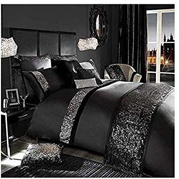 Black And Silver Bedroom, Black Comforter Sets, Silver Bedroom, Black Comforter, Black Duvet, Egyptian Cotton Duvet Cover, King Black, Cal King Bedding, Black Duvet Cover