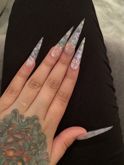 Clear Stiletto Nails Design, Steletoes Nails, Long Stiletto Acrylic Nails, Clear Stiletto Nails, Baddie Stiletto Nails, Sharp Stiletto Nails, Purple Marble Nails, Watercolor Nails, Beige Nails Design