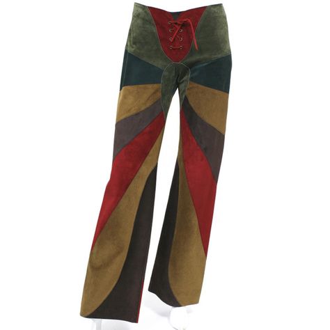 DOLCE GABBANA Suede Patchwork Pants ❤ liked on Polyvore 70s Inspired Outfits, Patchwork Pants, Estilo Hippy, Suede Pants, Pants Green, Colored Pants, Red Brown, Fashion Killa, Aesthetic Fashion