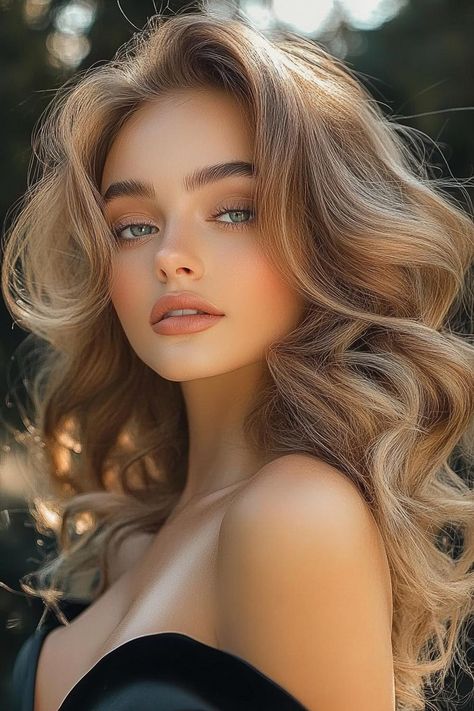 homecoming hairstyles, glamorous hair, hair ideas Soft Glam Hair, Big Wavy Hair, Homecoming Hair Ideas, Pretty Blonde Hair, Silver Eye Makeup, Volume Curls, Pretty Blonde, Blonde Waves, Curly Updo