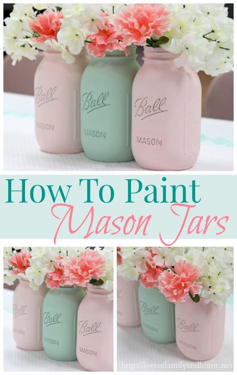 Paint Mason Jars, Mason Jar Projects, Ball Mason Jars, Jar Diy, Painted Mason Jars, Mason Jar Diy, Mason Jar Crafts, Diy Vintage, Jar Crafts