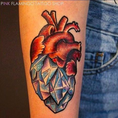 Tattoo uploaded by minerva • Anatomical Crystal Heart Tattoo done at Pink Flamingo Tattoo shop #PinkFlamingoTattooShop #Anatomical #Crystal #Diamond #Heart #CrystalHeartTattoo #DiamondHeartTattoo • 20535 • Tattoodo Crystal Heart Tattoo, Pink Flamingo Tattoo, Diamond Heart Tattoo, Ice Tattoo, Realistic Heart Tattoo, Brain Tattoo, Flamingo Tattoo, Sacred Heart Tattoos, Anatomical Heart Tattoo