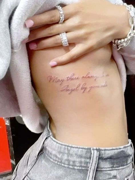 Pretty Word Tattoos For Women, Arm Tat Women, Words On Arm Tattoo, Baddie Tats Hip, Stomach Side Tattoos, Side Tattoo Women, Best Tattoo Placement For Women, Words Tattoo Placement, Side Of Stomach Tattoo For Women