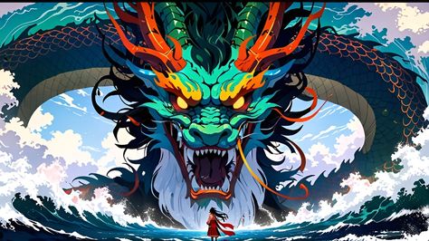 Sea God, Dragon God, Majestic Dragon, Japanese Mythology, The Deep, The Dragon, Ruler, Art