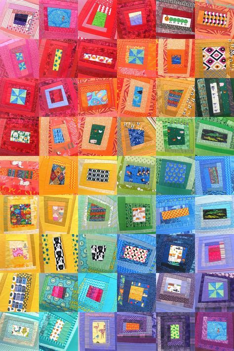 Crumb Quilts, Scrap Projects, Crumb Quilt, I Spy Quilt, Bright Quilts, Crazy Quilt Blocks, Scrap Fabric Projects, Scrappy Quilt Patterns, Rainbow Quilt