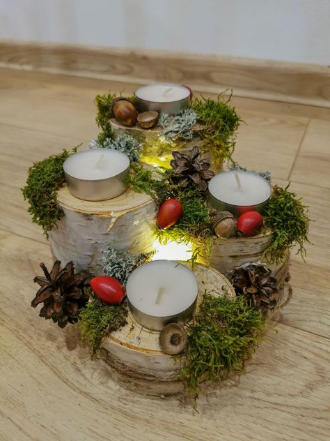 Advent Ring Ideas, Farmhouse Advent Wreath, Wood Advent Wreath, Natural Advent Wreath, Christmas Advent Wreath Ideas, Advent Wreath Ideas Homemade, Advent Wreath Natural, Christmas Advent Wreath Diy, Easy Advent Wreath