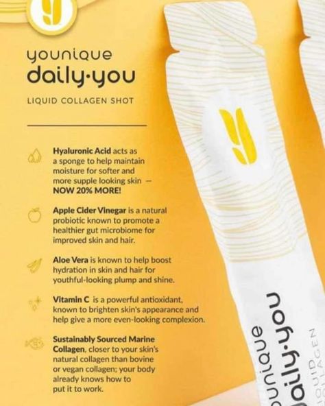 We are absolutely loving the BRAND NEW & IMPROVED Younique Daily Collagen, with 20% more HYALURONIC ACIC & APPLE CIDER VINEGAR (if you know you’ll know). It has a club trpicsna taste and endless benefits. I’ll pop my link below, go and have a look at the benefits you could be getting from taking this to, or drop me a PM with any questions. https://www.youniqueproducts.com/MichellePirie/ Natural Probiotics, Marine Collagen, Gut Microbiome, Healthy Gut, Cider Vinegar, Younique, Apple Cider Vinegar, Apple Cider, Probiotics