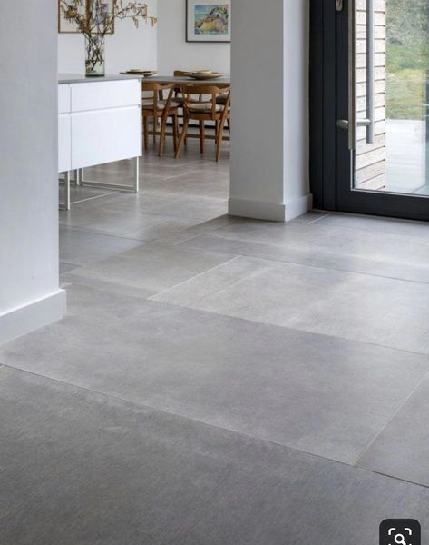 Modern Kitchen Flooring, Concrete Tile Floor, Tiles Living Room, Tile Floor Living Room, Grey Floor Tiles, Modern Flooring, Ceramic Floor Tile, Living Room Tiles, Floor Tile Design