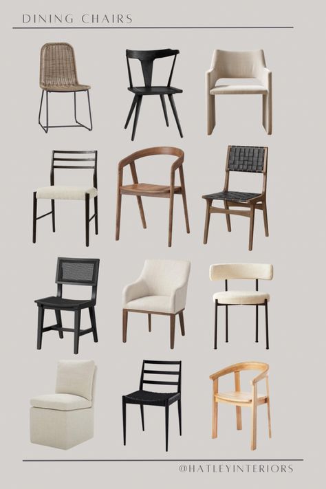 round up of my favorite dining chairs !! home decor, dining room, wood dining chair, black dining chair, woven dining chair, upholstered dining chair #LTKFind Follow my shop @HatleyInteriors on the @shop.LTK app to shop this post and get my exclusive app-only content! #liketkit #LTKhome #LTKsalealert @shop.ltk https://liketk.it/4a1Xq How To Mix Dining Chairs, Types Of Dining Chairs, Amazon Dining Chairs, Target Dining Chairs, Transitional Dining Table, Home Decor Dining Room, Chair Photography, Transitional Dining Chairs, Dining Chair Upholstered