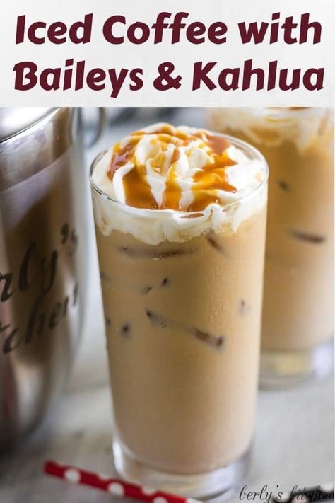 This Iced Coffee Recipe is the perfect mashup for people who love coffee drinks, Kahlua, and Bailey's Irish Cream Liquor. You will fall in love with this drink that only takes minutes to make. For more drink recipes, visit berlyskitchen.com. Coffee With Kahlua, Pane Naan, Irish Cream Coffee, Baileys Recipes, Coffee Flavors, Resep Smoothie, Keto Cocktails, Coffee With Alcohol, Iced Coffee Drinks