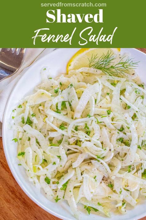 It's one of the easiest salads you can make with fresh, clean, bright flavors! Our Simple Shaved Fennel Salad is a raw fennel salad that's lightly dressed with olive oil and lemon to highlight their beautiful anise flavors for a super quick and healthy lunch or side! Radish And Fennel Salad, Fennel Salad Recipes, Fennel Benefits, Raw Salad Recipes, Diet Vegetables, Green Apple Salad, Raw Salads, Unique Salad, Side Salad Recipes