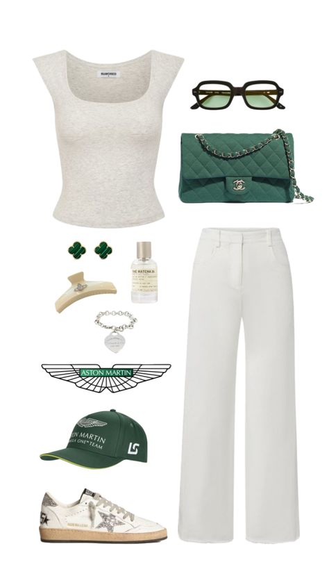 Aston martin girl 💚 #astonmartin #f1 #formula1 #f1girl #wag #f1wag #outfitinspo #outfit #ootd #outfitideas #f1aesthetic Aston Martin, Ootd