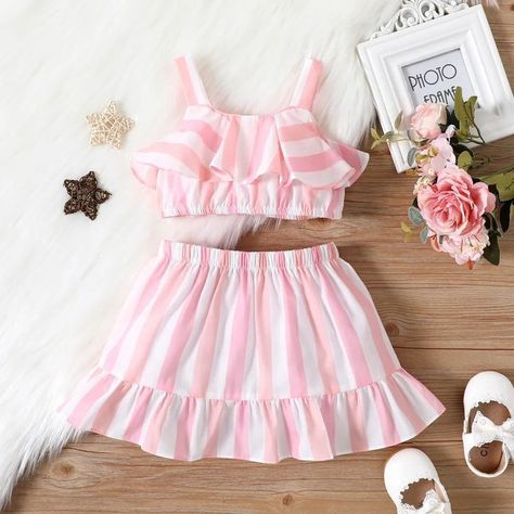 Unique Dress Design, Crop Top And Skirt Set, Baby Clothes Patterns Sewing, Girl Clothes Baby, Baby Girls Dress, Kids Dress Patterns