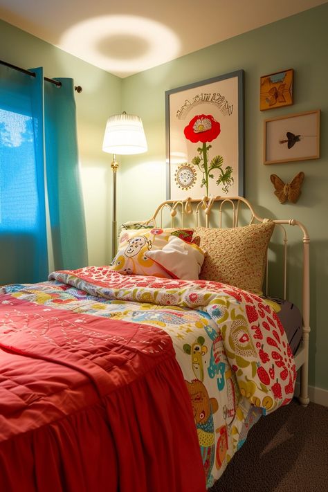 If you're on the hunt for whimsical bedroom ideas to bring a touch of magic to your private space, you're in the right place. This term may make you think of the many playful children's rooms that appear ahead, but know that with a few simple tweaks, you can add a sophisticated touch of whimsy to your bedroom as well. What makes a whimsical room? Playful patterns, creative art, and plenty of color, natural. Bright Whimsical Bedroom, Maximalist Girls Bedroom, Whimsical Girls Room, Whimsical Bedroom Ideas, Whimsical Room, Maximalist Bedroom, Whimsical Bedroom, Adult Bedroom, Girl's Room