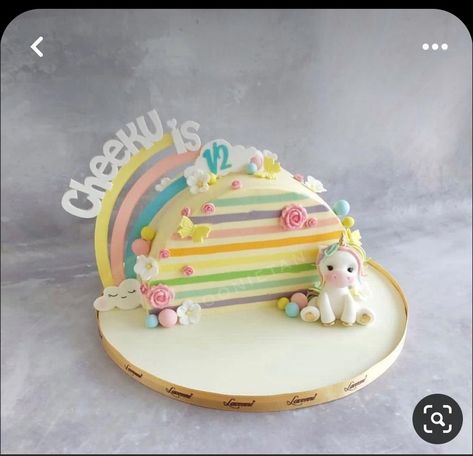 Rainbow Cake 6 Months, Half Cake Birthday 6 Months Girl Unicorn, Rainbow Half Birthday Cake, Half Rainbow Cake, Six Month Birthday Cake For Girl, Half Bday Cake Ideas, Cake For 6 Month Baby Girl, Half Birthday Ideas For Girls 6 Months Cake, 6 Month Birthday Cake Ideas