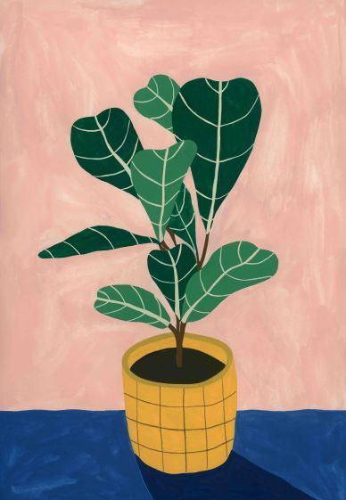 plant illustration Fiddle Leaf Fig Tree, Posca Art, Gouache Art, Plant Painting, Fiddle Leaf, Fiddle Leaf Fig, Tree Canvas, Tree Illustration, Tree Drawing