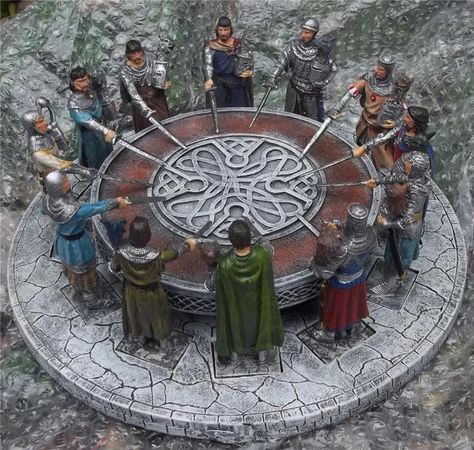 King Arthur and the Knights of the Round Table, painting by Michel Gantelet from 1472. Round Table Aesthetic, King Arthur Round Table, Table Painting, King Arthur Legend, Table Aesthetic, Art Test, Knights Of The Round Table, Vis Dev, World Of Fantasy