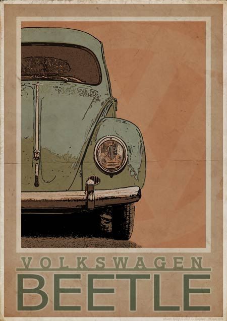 Vw Buzz, Beetle Drawing, Van Volkswagen, Volkswagen Type 3, Volkswagen Beetle Vintage, Vintage Style Poster, Vw Art, Volkswagen New Beetle, Vintage Volkswagen