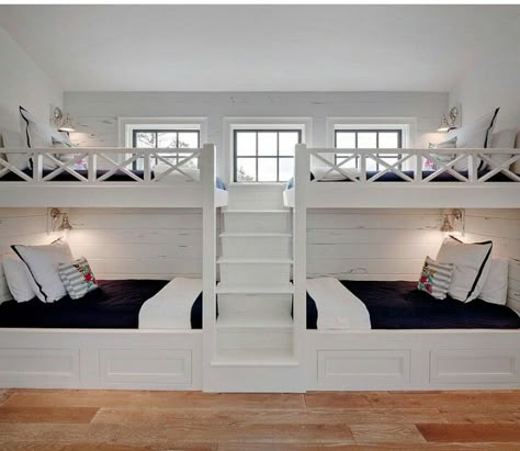 Cool Bunk Bed Rooms, Modern Bunk Beds, Bunk Beds Built In, Built In Bunks, Bunk Beds With Stairs, Bunk Rooms, Bunk Bed Designs, Kids Bunk Beds, Lake House Ideas