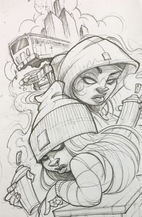 Graffiti Couple Drawing, Gang Drawings Street, Graffiti Style Drawing, Graffiti Drawing Sketches Street Art, Gang Drawings, Thug Drawings, Easy Graffiti Art, Graffiti Art Drawing Cartoon, Graffiti Characters Sketches