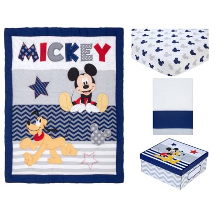 Mickey And Friends Nursery, Disney Crib Bedding, Mickey Nursery, Twin Baby Rooms, Modern Crib Bedding, Mickey Mouse Bedroom, Mickey Mouse Toys, Nursery Bed, Boy Nursery Bedding